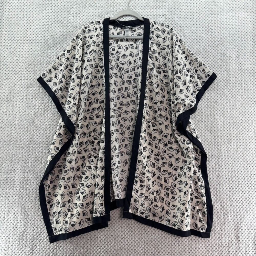 Karl Lagerfeld Kimono Womens One Size Black White Karl Fan Kover Up Duster